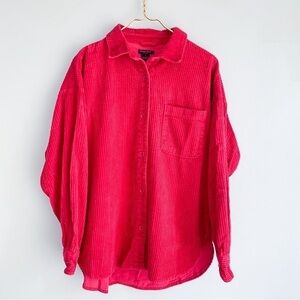 Vtg 90s Canyon Creek corduroy button down shacket red size large